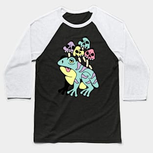 Frog and mushrooms skull Baseball T-Shirt